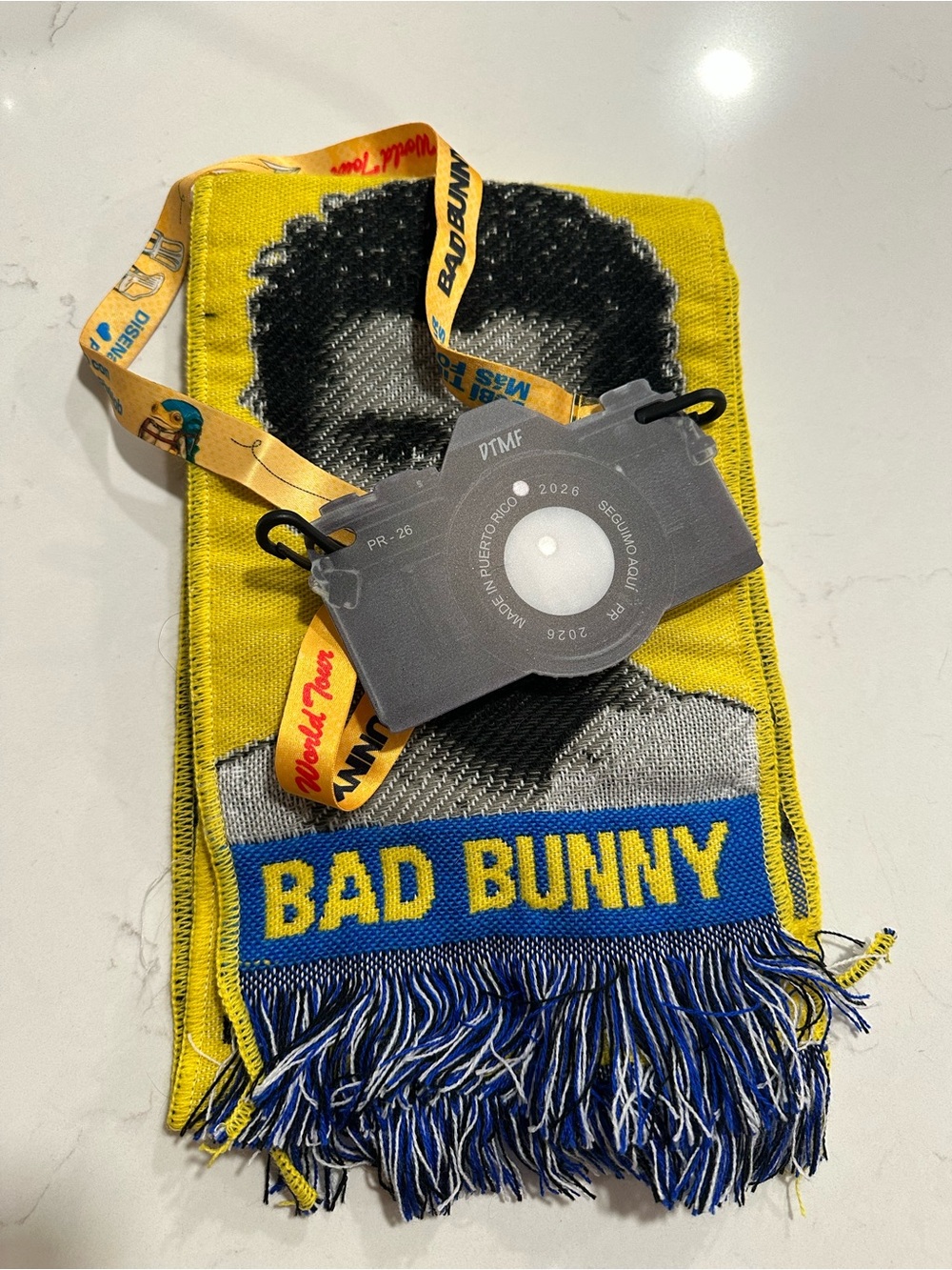 Bad Bunny Madrid DtMF Concert Memorabilia Scarf & Camera Bundle